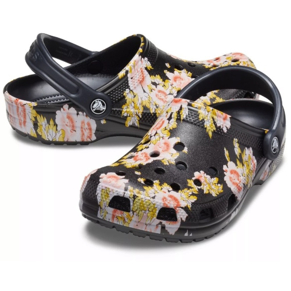 New Crocs Printed Floral Black Size 8